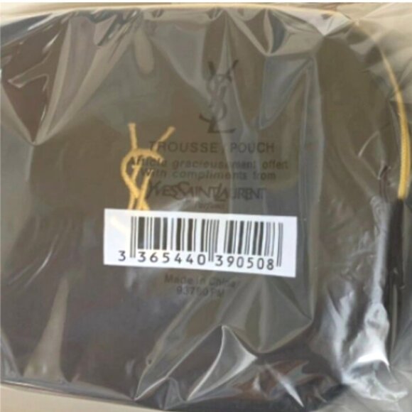 Yves Saint Laurent Trousse Black Gold Velvet Bag Pouch Wristlet Gold YSL NWT - Picture 3 of 5
